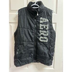 Aeropostale Aero Vest Black Puffer Small Mens Spell Out Black Y2K